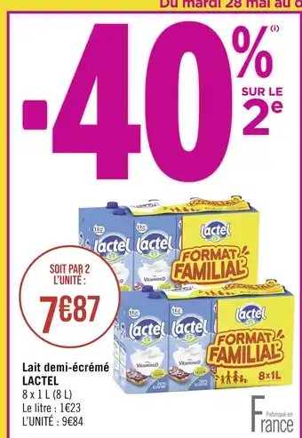 Géant Casino LACTEL Lait demi-écrémé offre