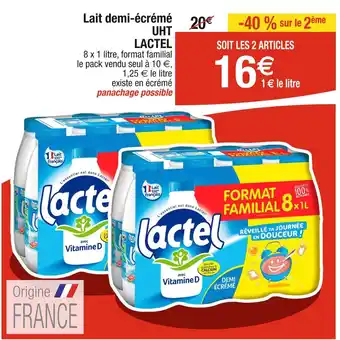 Cora LACTEL Lait demi-écrémé UHT offre