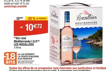 Cora x Carrefour LES ROZALLÉES Vin rosé Méditerranée I.G.P offre