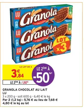 Intermarché LU GRANOLA CHOCOLAT AU LAIT offre