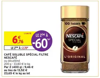 Intermarché NESCAFÉ CAFÉ SOLUBLE SPÉCIAL FILTRE offre