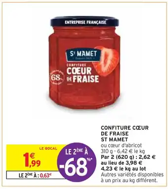 Intermarché ST MAMET CONFITURE CŒUR DE FRAISE offre