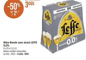 Géant Casino LEFFE Bière Blonde sans alcool 0,0% offre