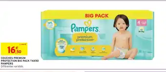 Intermarché PAMPERS COUCHES PREMIUM PROTECTION BIG PACK T4X50 offre