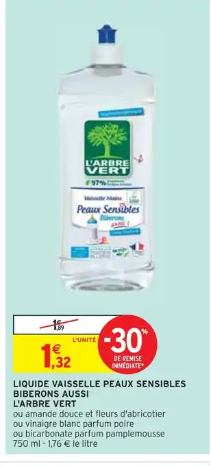 Intermarché L'ARBRE VERT LIQUIDE VAISSELLE PEAUX SENSIBLES BIBERONS AUSSI offre