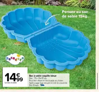 Carrefour Bac à sable coquille bleue offre