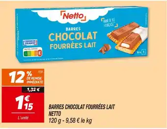 Netto NETTO BARRES CHOCOLAT FOURRÉES LAIT offre