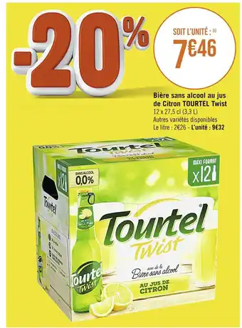 Casino Supermarchés TOURTEL Twist Bière sans alcool au jus de Citron offre