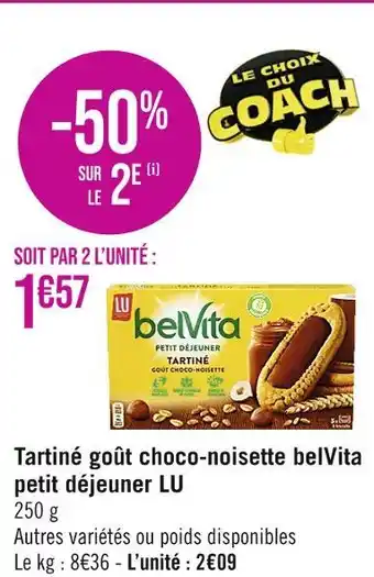 Casino Supermarchés LU Tartiné goût choco-noisette belVita petit déjeuner offre