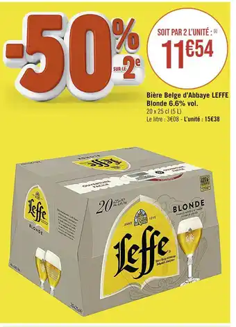 Casino Supermarchés LEFFE Bière Belge d’Abbaye Blonde 6.6% vol offre
