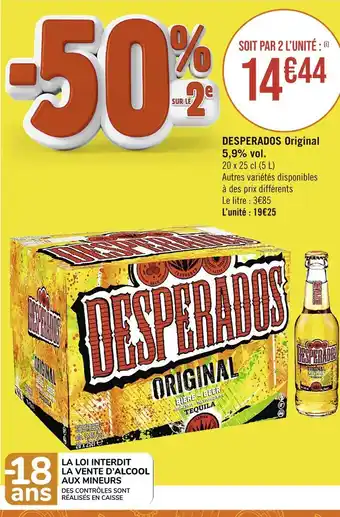 Casino Supermarchés DESPERADOS DESPERADOS Original 5,9% vol offre