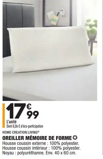 ALDI Oreiller Mémoire de Forme offre
