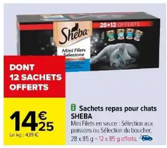 Carrefour Sachets repas pour chats SHEBA offre