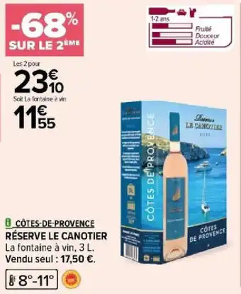 Carrefour CÔTES-DE-PROVENCE RÉSERVE LE CANOTIER offre