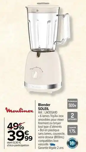 Carrefour Market Moulinex - blender soleil lm355a10 offre