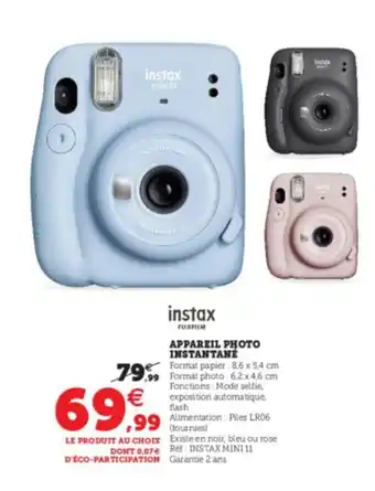 Super U Appareil Photo Instantané offre