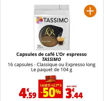 Coccinelle Express Capsules de café L'Or espresso TASSIMO offre