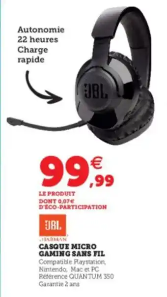 Super U Casque Micro Gaming Sans Fil offre