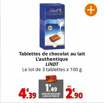 Coccinelle Supermarché Tablettes de chocolat au lait L'authentique LINDT offre