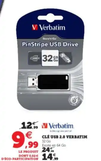 Super U Clé USB 2.0 Verbatim offre