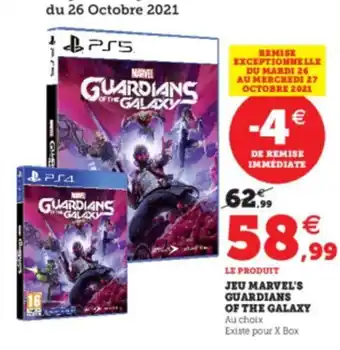 Super U Jeu Marvel's Guardians Of The Galaxy offre