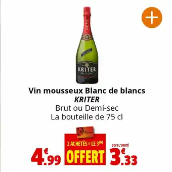 Coccinelle Supermarché Vin mousseux Blanc de blancs KRITER offre