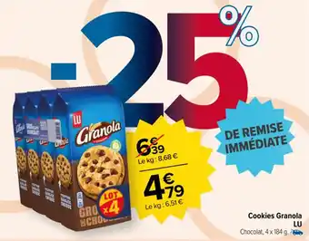 Carrefour Market Cookies Granola LU offre