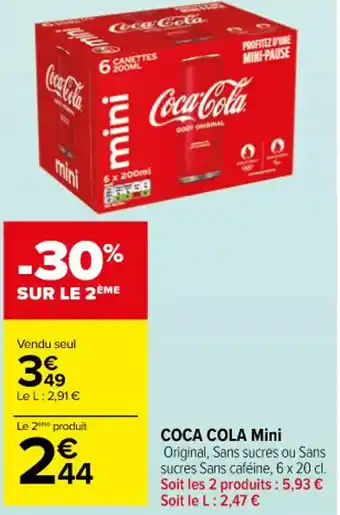 Carrefour Market COCA COLA Mini 6 x 200ml offre
