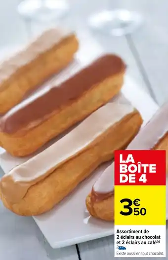 Carrefour Assortiment de 2 éclairs au chocolat et 2 éclairs au café (V) offre