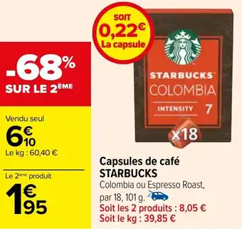 Carrefour Capsules de café STARBUCKS offre