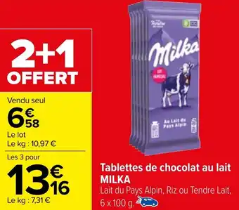 Carrefour Tablettes de chocolat au lait MILKA offre