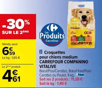 Carrefour Croquettes pour chiens medium CARREFOUR COMPANINO VITALIVE offre