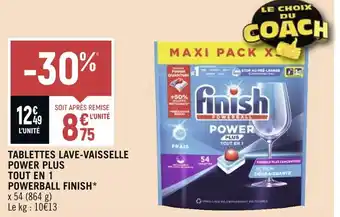 Petit Casino FINISH TABLETTES LAVE-VAISSELLE POWER PLUS TOUT EN 1 POWERBALL offre