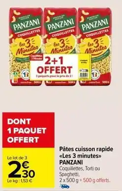 Panzani - pâtes cuisson rapide les 3 minutes