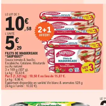 E.Leclerc FILETS DE MAQUEREAUX "SAUPIQUET" offre