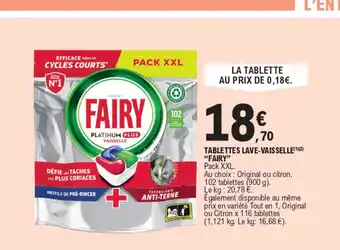 E.Leclerc TABLETTES LAVE-VAISSELLE(1)(2) "FAIRY" offre