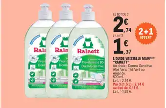 E.Leclerc LIQUIDE VAISSELLE MAIN(1)(2) "RAINETT" offre