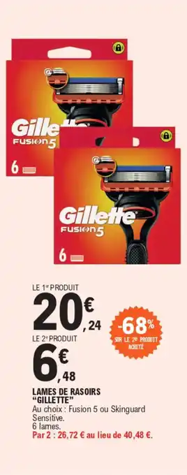 E.Leclerc LAMES DE RASOIRS "GILLETTE" offre