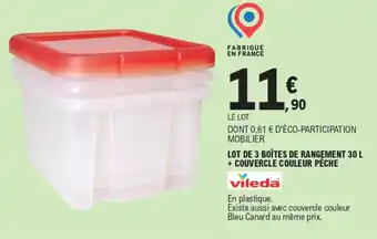 E.Leclerc LOT DE 3 BOÎTES DE RANGEMENT 30 L offre