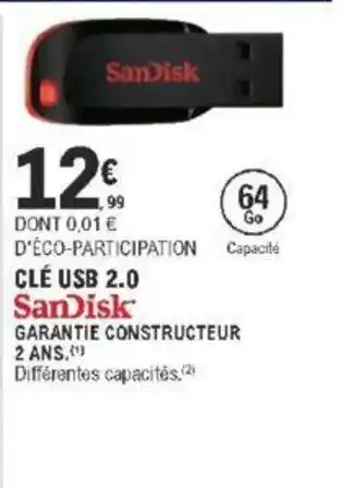 E.Leclerc Clé USH 2.0 San Disk offre