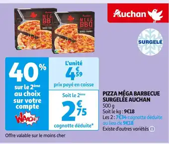 Auchan Supermarché AUCHAN PIZZA MÉGA BARBECUE SURGELÉE offre