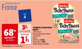 Auchan Supermarché HERTA JAMBON LE BON PARIS offre