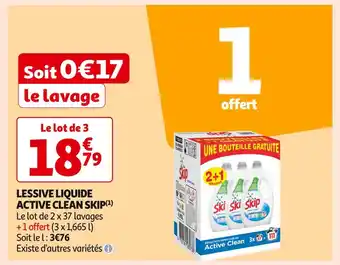 Auchan Supermarché SKIP LESSIVE LIQUIDE ACTIVE CLEAN(1) offre