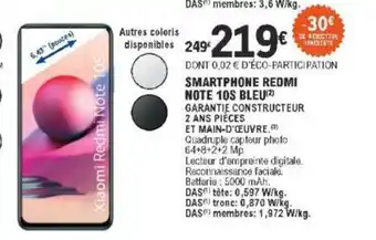 E.Leclerc Smartphone Redmi note 10S BLeu offre