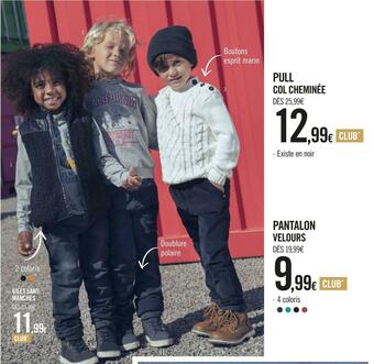 Pull col cheminée, pantalon velours, gilet sans manches