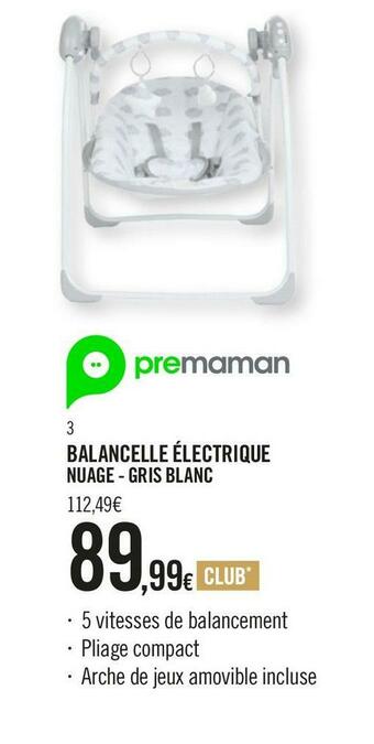 Orchestra Prémaman balancelle électrique nuage - gris blanc offre