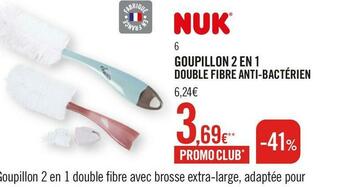 Nuk goupillon 2en1 double fibre anti-bactérien