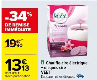 Carrefour Chauffe-cire électrique + disques cire VEET offre