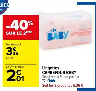 Carrefour Lingettes CARREFOUR BABY offre