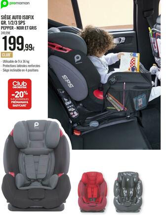 Prémaman siège auto isofix gr. 1/2/3 sps pepper - noir et gris